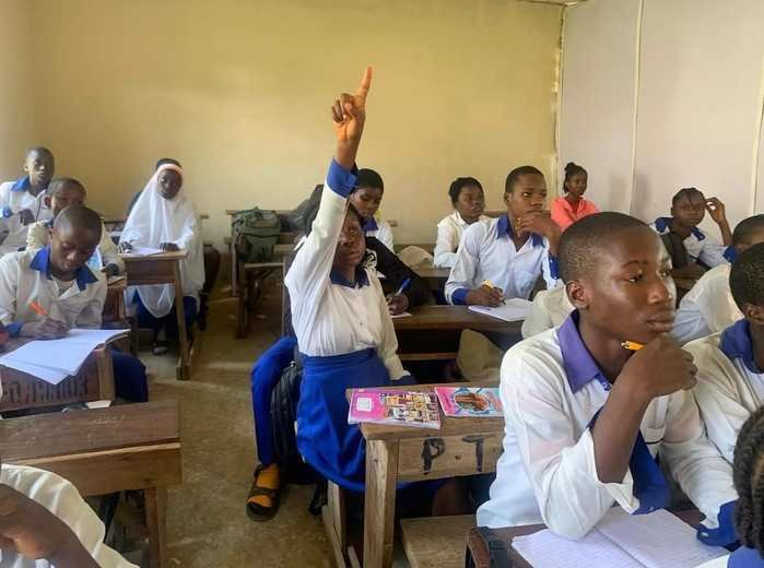 Student raising hand